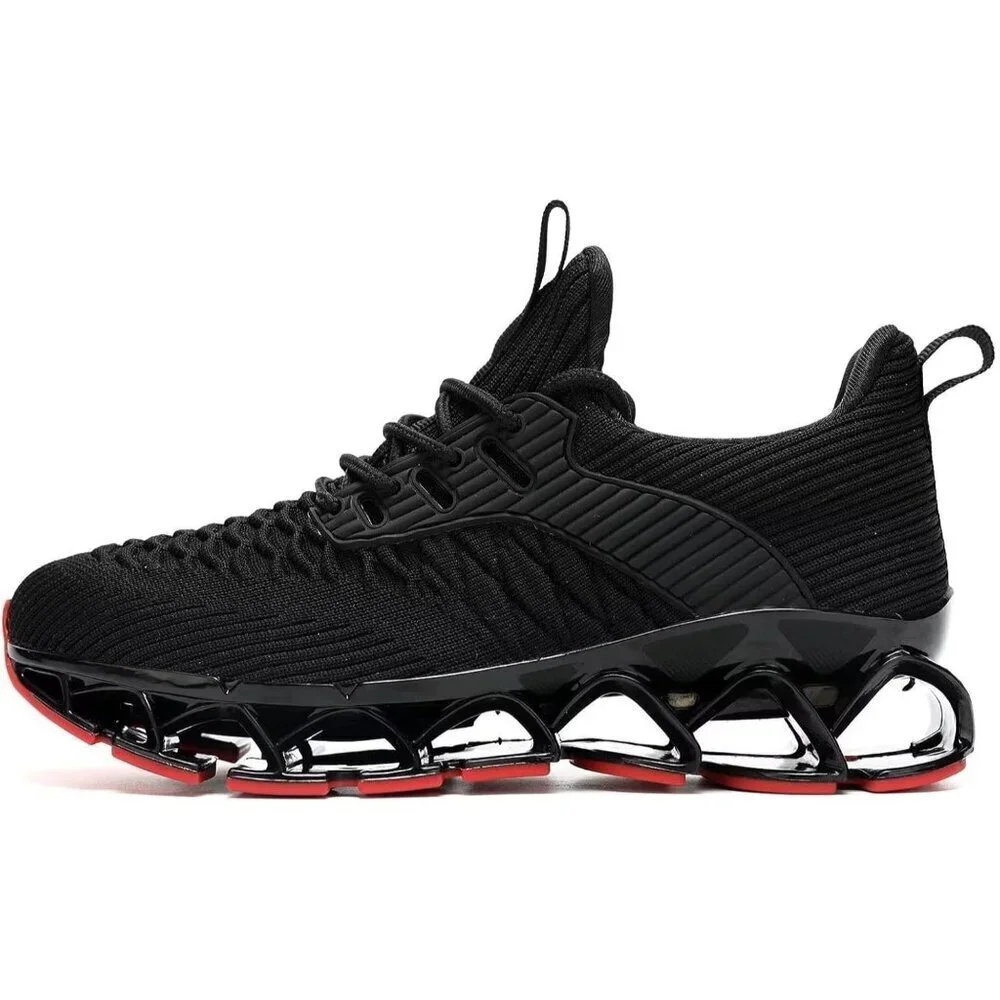 Women  Black Red Slip-On Walking Running Shoes Blade Sneakers Non-Slip Comfort